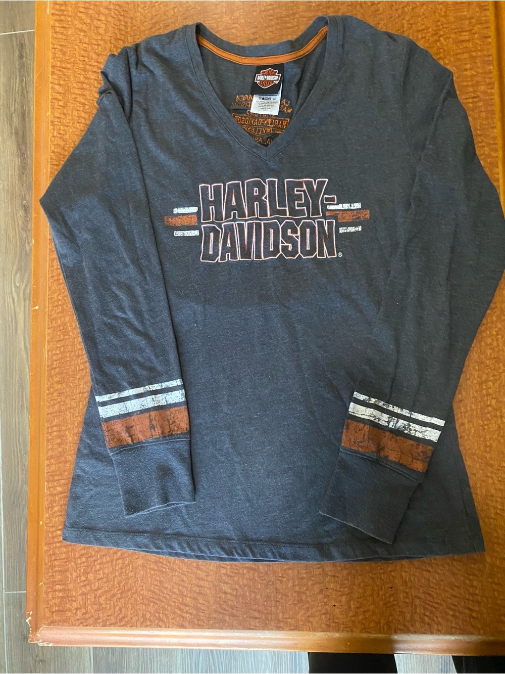 ( 3 FOR 20🍉☀️)Harley-Davidson Long Sleeve V-Neck Tee in Charcoal